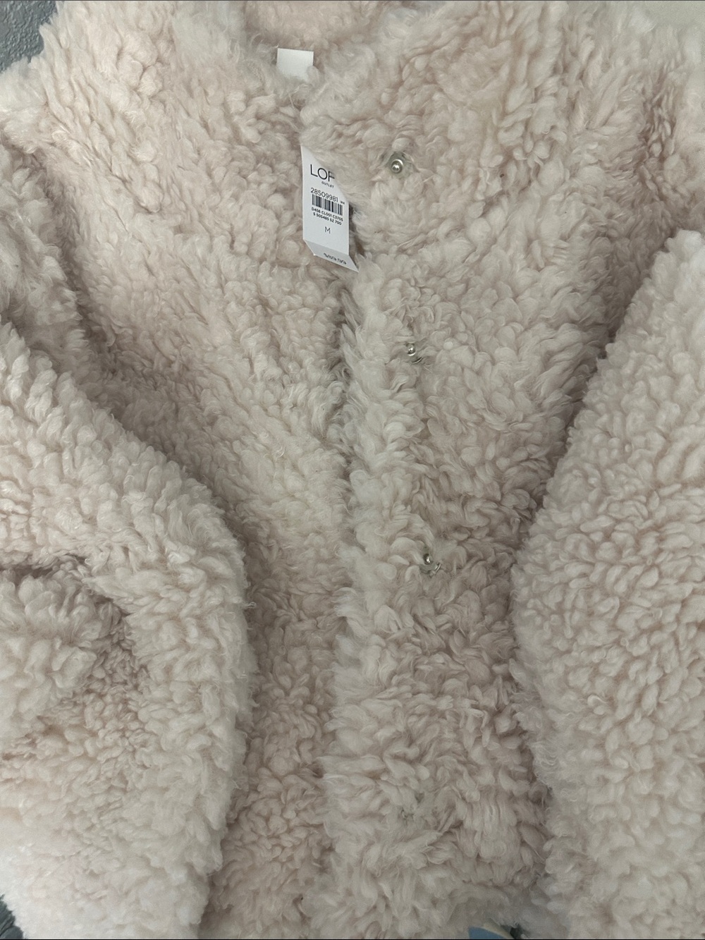 LOFT Plush Teddy Sherpa Jacket in Blush Cream M